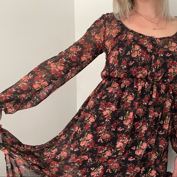 Floral Chiffon H/L Dress - Picture 3 of 6